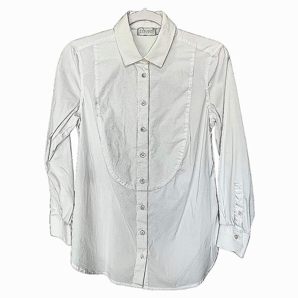 CARLISLE White Cotton Bib Front Shirt Size 8